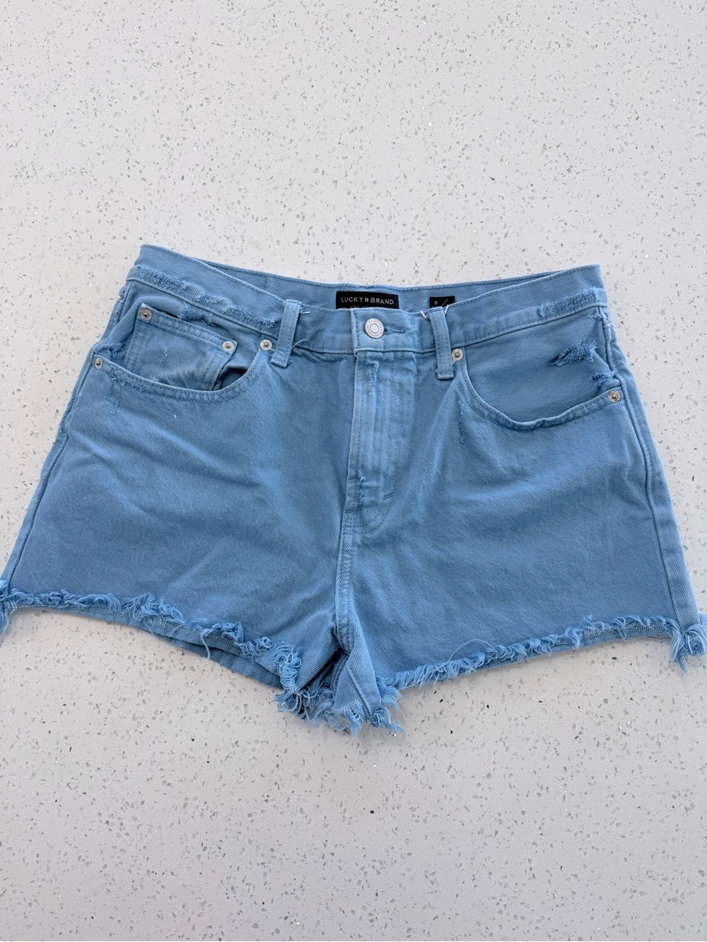 Lucky Brand Light Blue Frayed-Hem Denim Cutoff Shorts